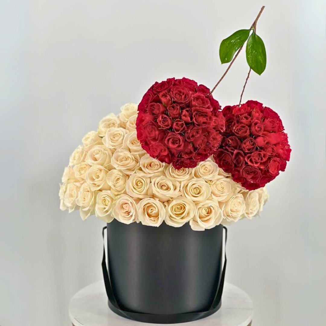 250 Premium White/Red Rose 3D Cherry Box 