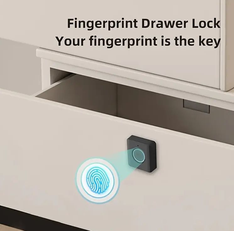 Compact ABS Fingerprint Drawer Lock - Smart Biometric Security for Home & Office Cabinets