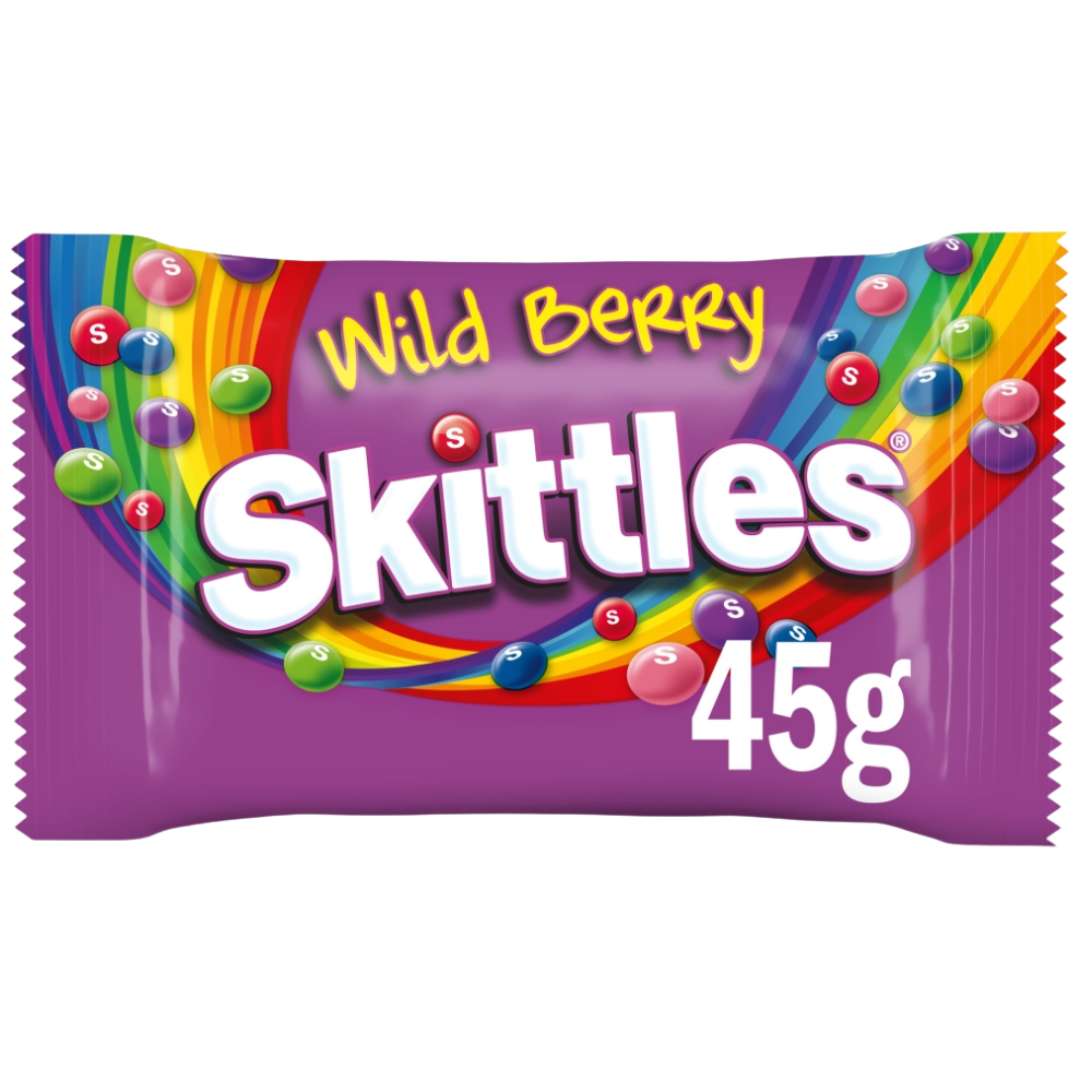 Skittles Vegan Chewy Sweets Wild Berry Fruit Flavoured Bag 45g