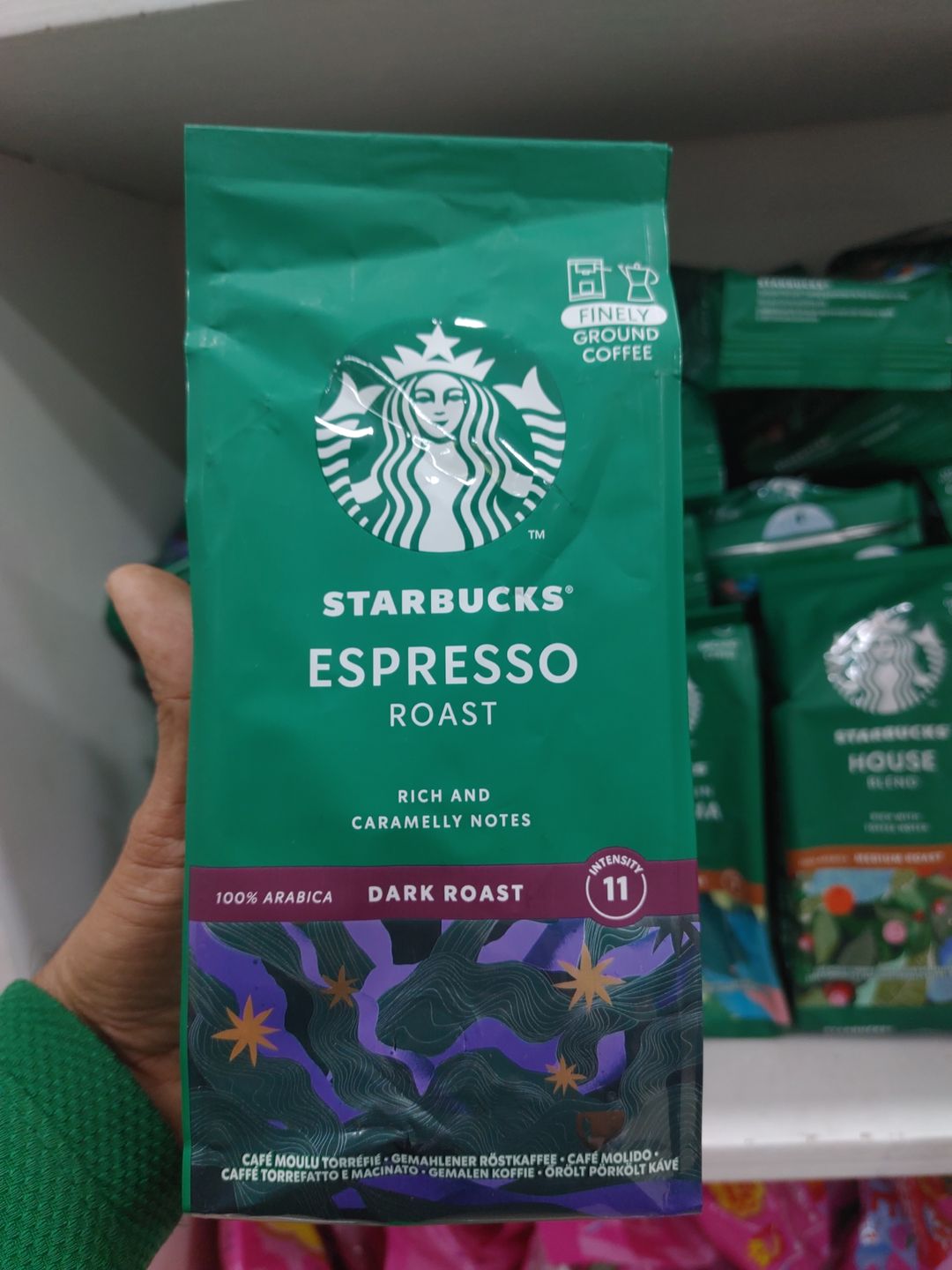 STARBUCKS® Espresso Roast – Rich & Caramelly Notes Dark Roast (200g, Finely Ground Coffee)