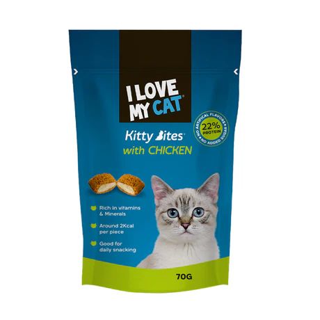 I LOVE MY CAT KITTY BITES WITH CHICKEN 70G