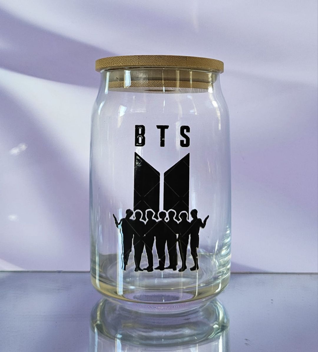 BTS Clear Glass with Bamboo Lid & Glass Straw 400ml