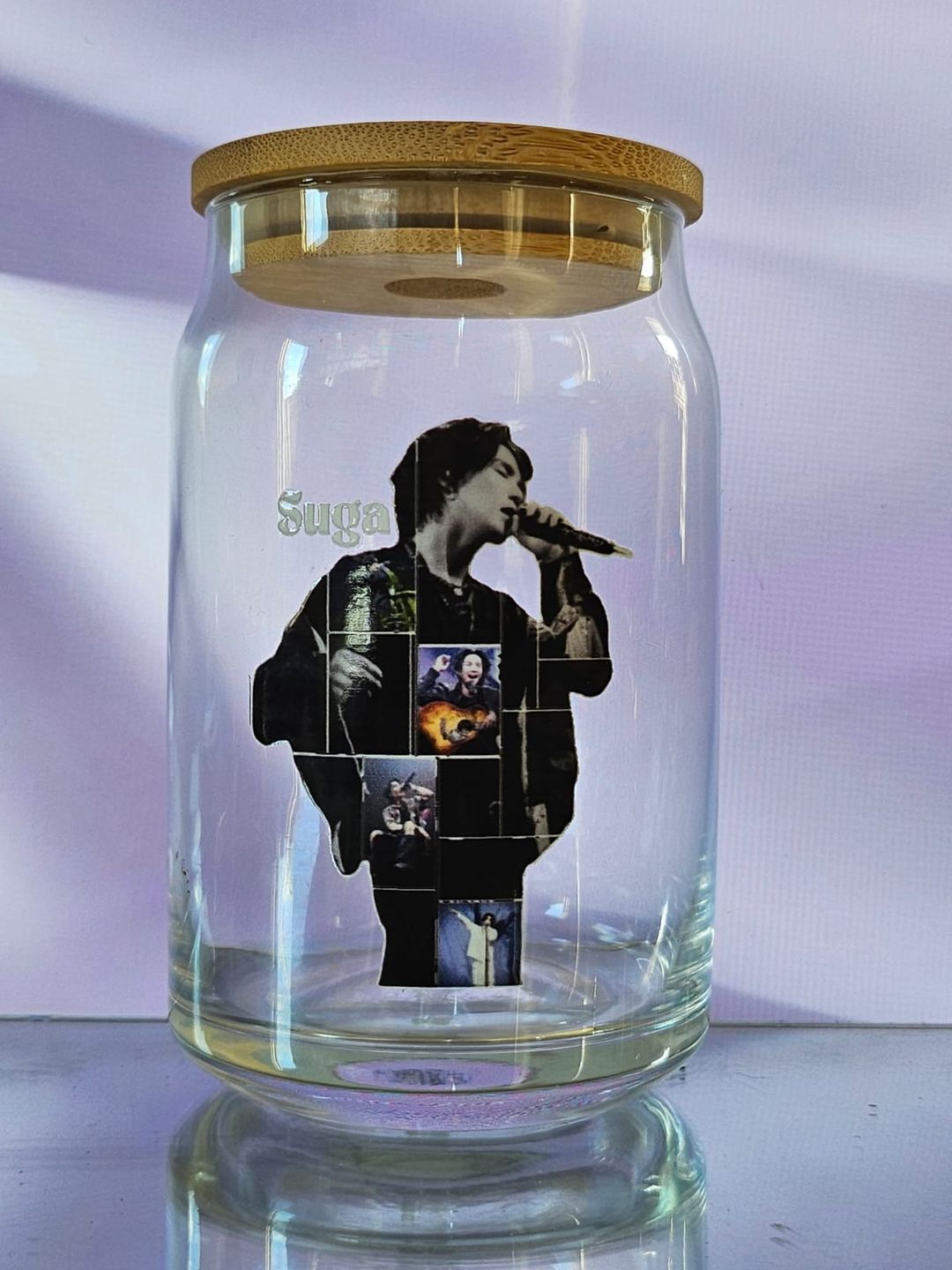 Suga D=Day Clear Glass with Bamboo Lid & Glass Straw 400ml