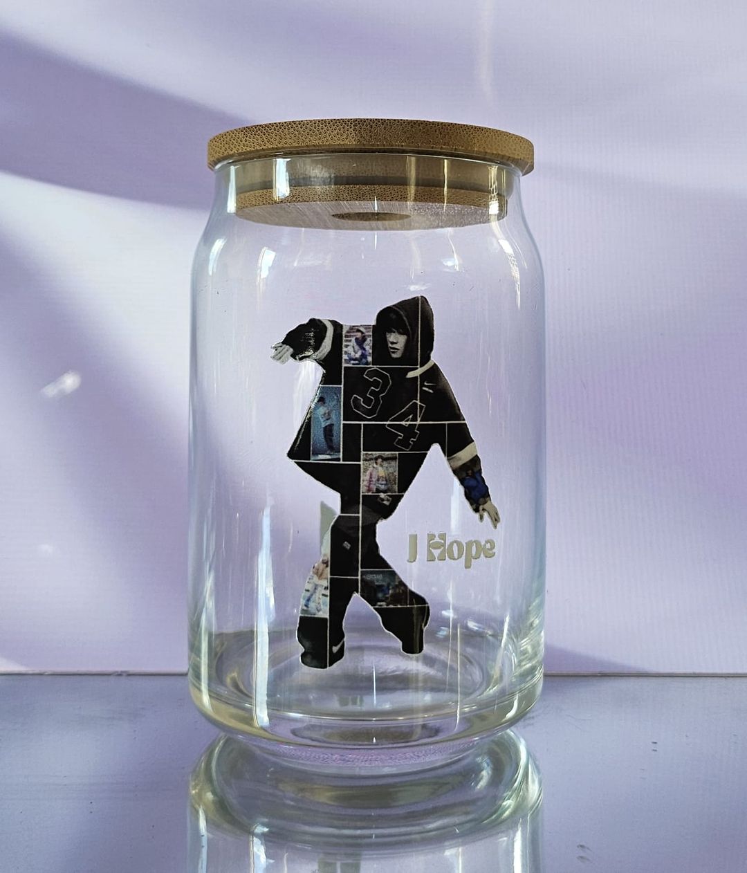 J-Hope Hope in the Street Clear Glass with Bamboo Lid & Glass Straw 400m