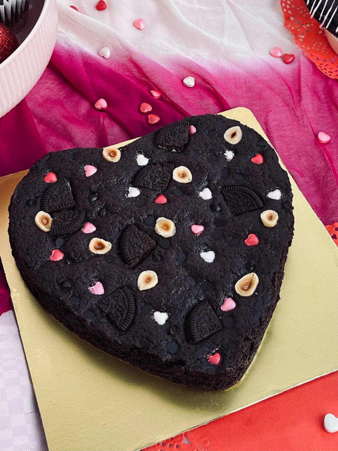 Overload Fudgy Heart Brownie Cake