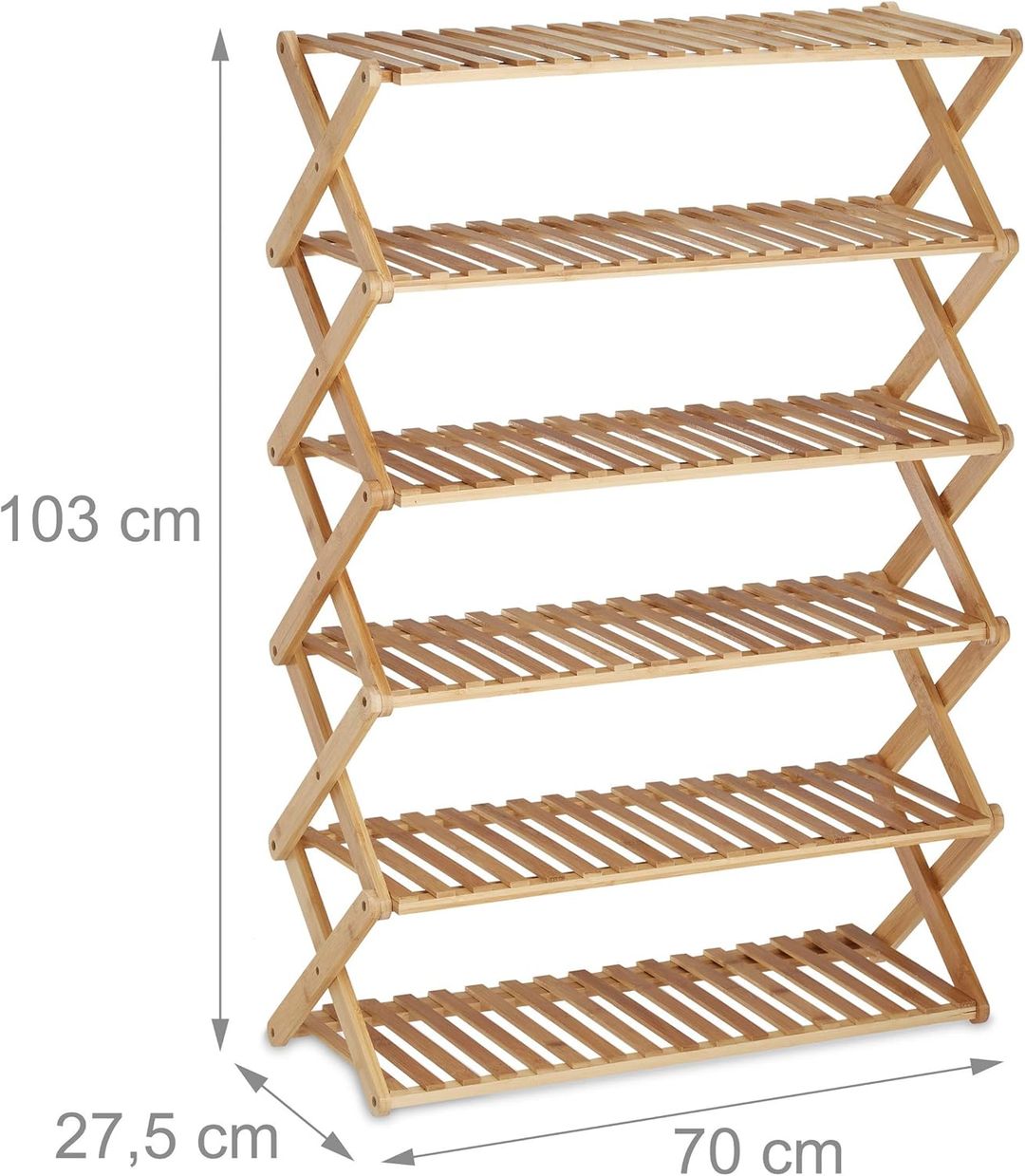 6 layer collapsible bamboo shoe rack