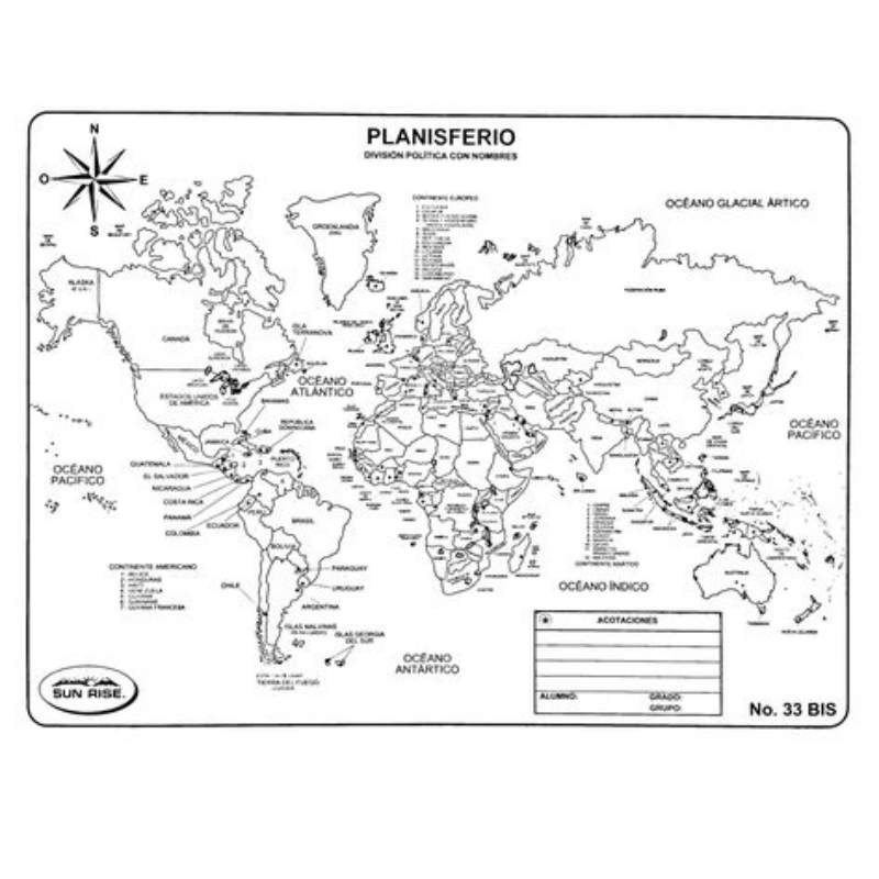 Mapa Planisferio (esquema)