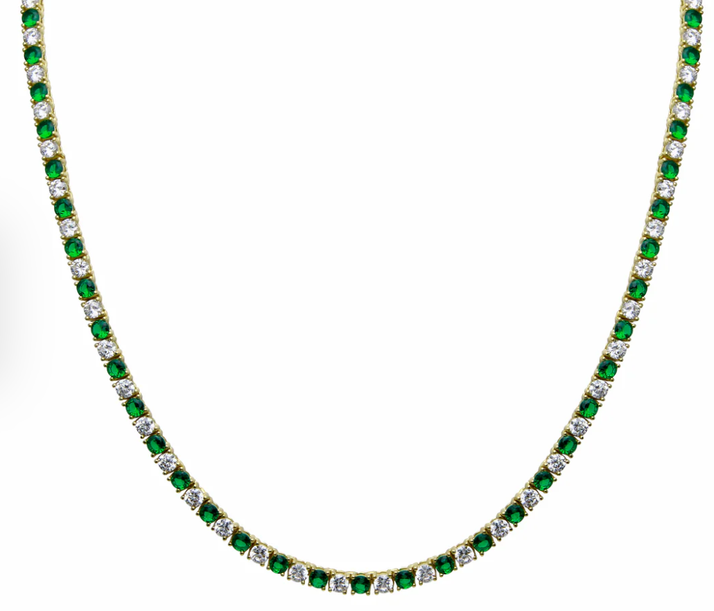 Emerald Diamond Tennis Necklace