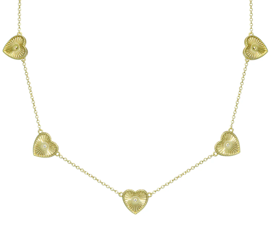 Multi Hearts Gold Necklace