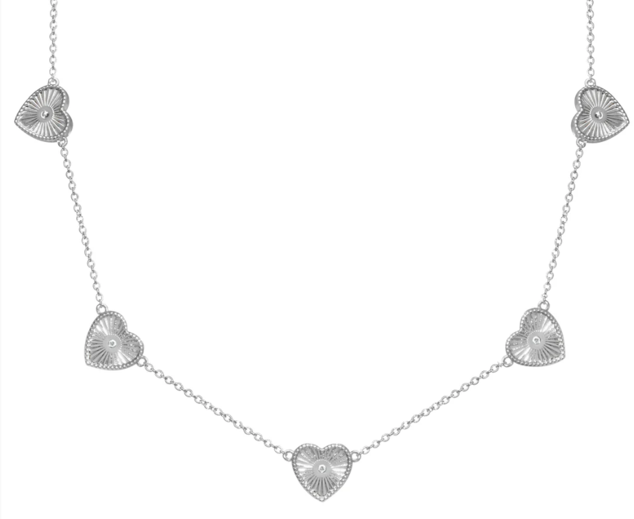 Multi Heart Silver Necklace