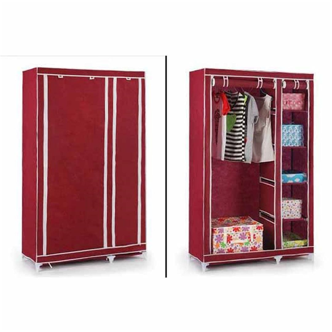 Steel Metal Fabric Wardrobe,Portable Closet Storage Organizer Open Cupboard Storage Box| 2 column 167 * 108 * 44CM(Size: 175 * 110 * 45CM,Color:D) (A 175 * 110 * 45CM)