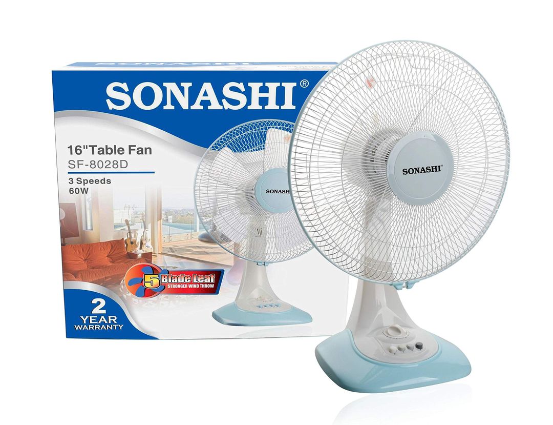 SONASHI 16" TABLE FAN, SF-8028D - WHITE/BLUE