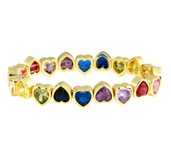 Rainbow Stretchy Heart Bracelet