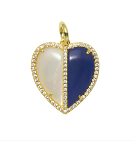 Double Color Stone Heart Charm