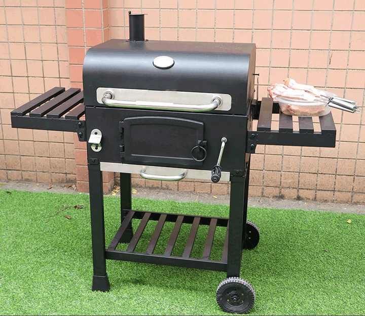 Outdoor Barbecue Stove Home villa courtyard charcoal grill 5-10 people generous stove BBQ Black AE