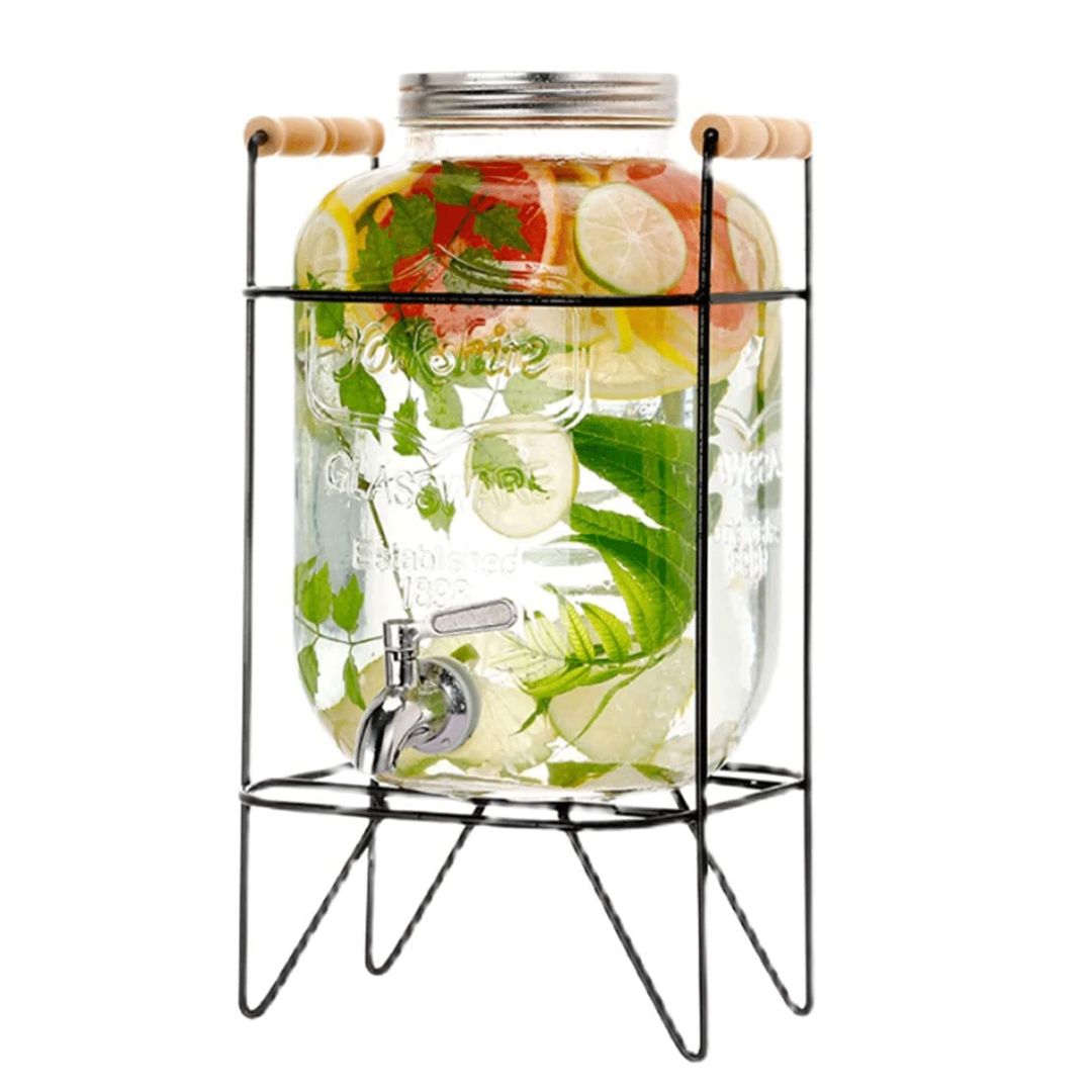 Drink Dispenser Large -capacity Glass Beverage Dispenser With A Metal Frame Drink Dispenser For Make Fruit Juice With Spigot Water Dispenser easy to operate