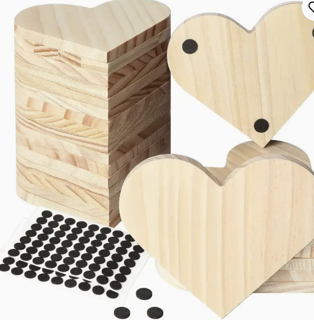 Natural Wooden Coasters - Hearts - set of 4 