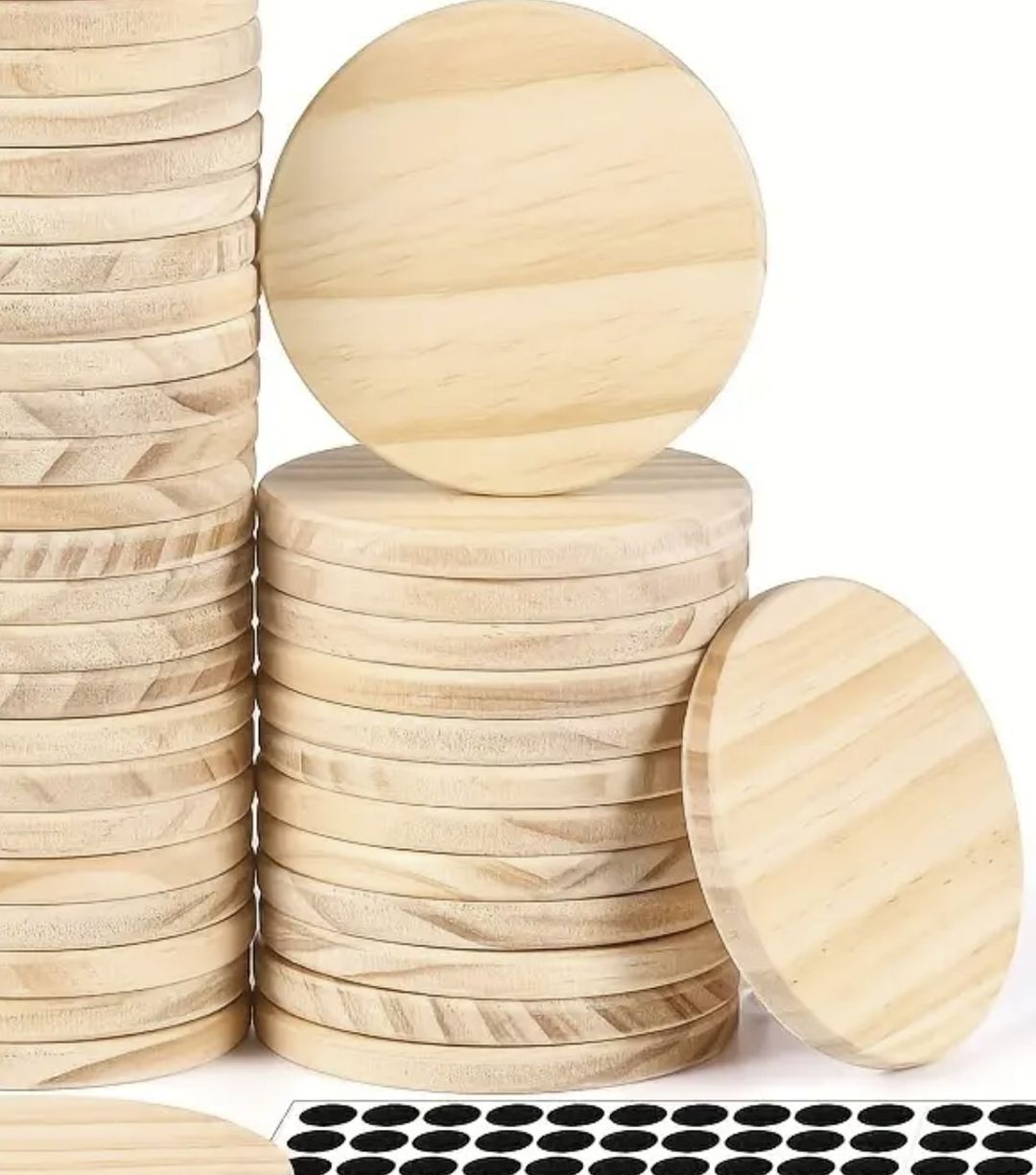 Natural Wooden Coasters - Set of 4 - Round