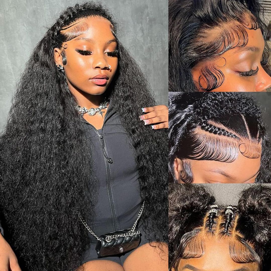 30 Inch Deep Wave Lace Front Wigs Human Hair 13x6 HD Lace Front Wigs Human Hair Pre Plucked Brazilian Curly Human Hair Wig 200 Density Glueless Frontal Human Hair Wigs For Black Women