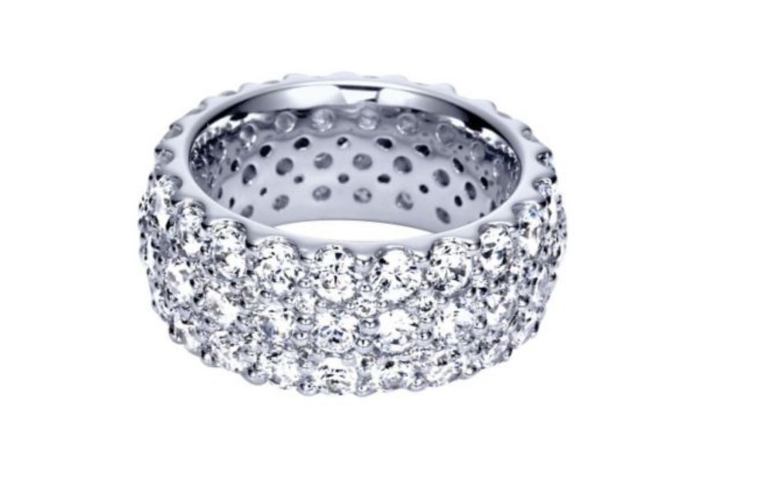 18k White gold and Diamond Wide Band Ring