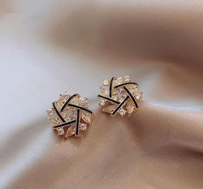 Star Shaped Gold Plated Zircon Studs Tops