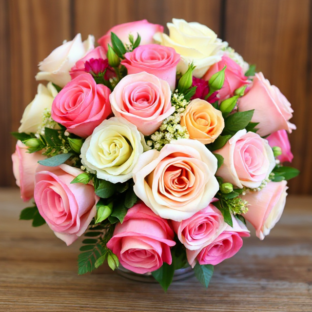 Floribunda Roses Bouquet (5-12 stems, simple wrapping)