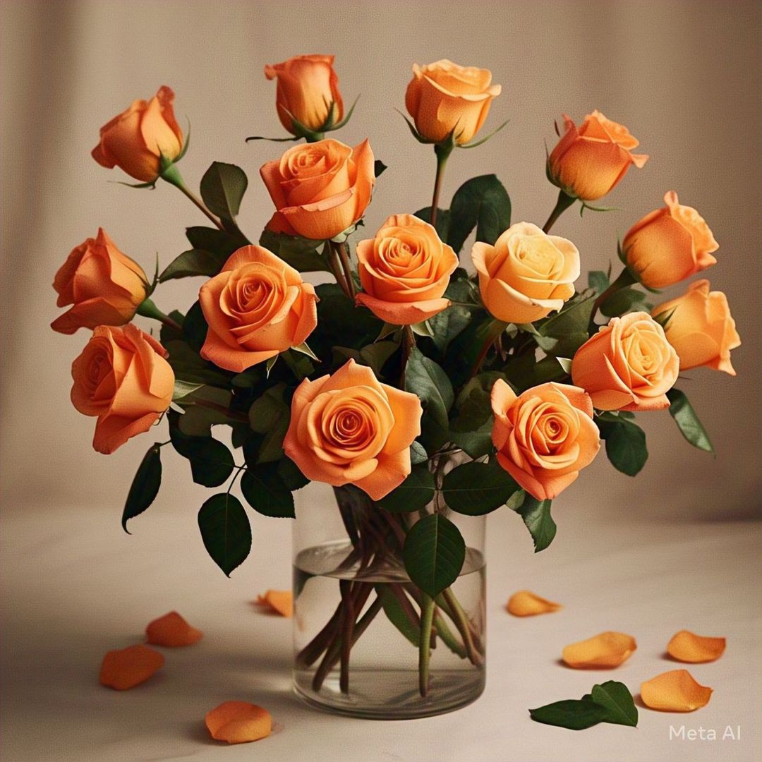 Orange Roses Bouquet (5-12 stems, simple wrapping)