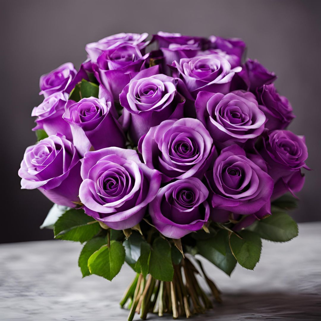 Purple Roses Bouquet (5-12 stems, simple wrapping)