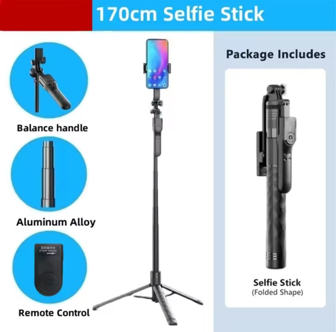 Long Wireless Selfie Stick Tripod 