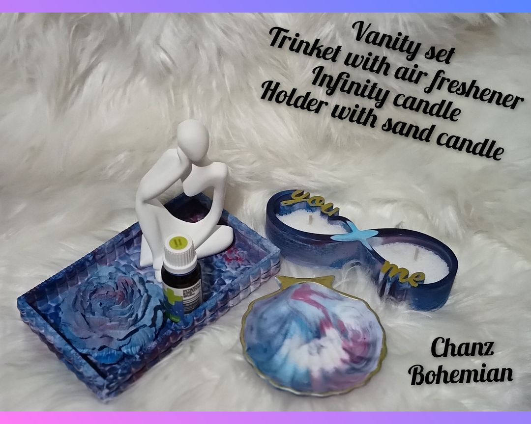 Bohemian vanity set purple