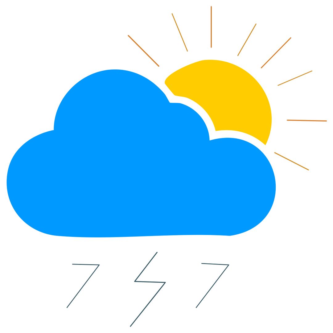 Partly cloudy with thunderstorm but some sun