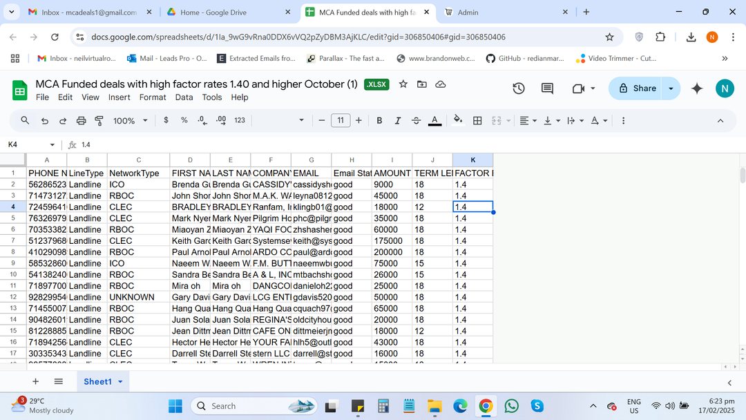 2944 MCA Funded deals with high factor rates 1.40 and higher October (1)