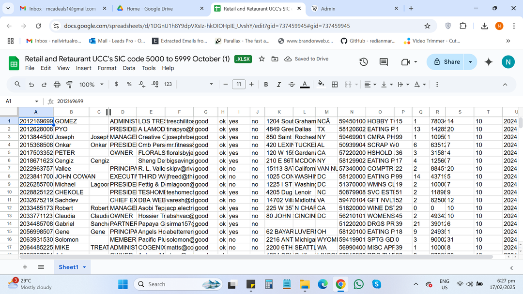 1597 Retail and Retaurant UCC's SIC code 5000 to 5999 October (1)