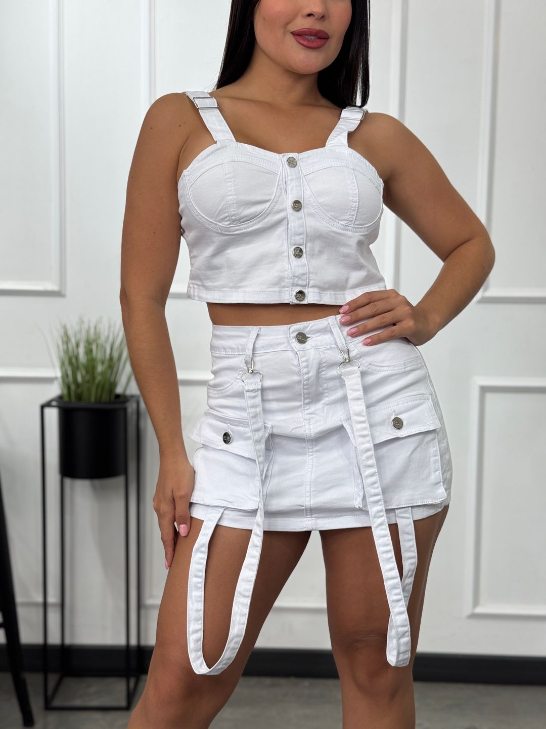 MK2115 PAQUETE FALDA SHORT BLANCA 1S 2M 2L 1XL