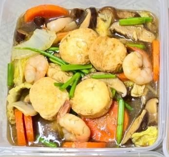 Fa Choy Beancurd with Assorted Vegetables and Prawns