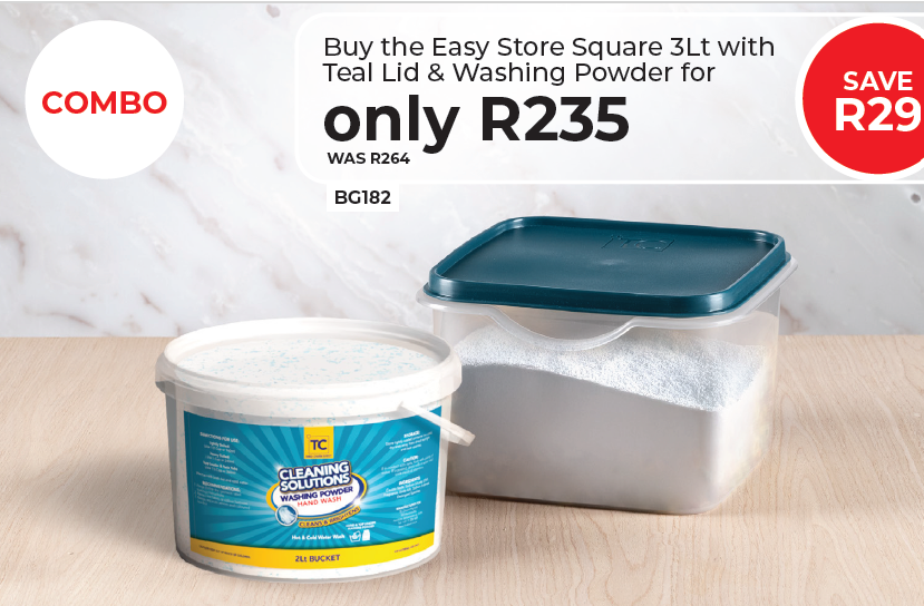 Easy Store Square With Lid 3Lt - Teal & Washing Powder (New)