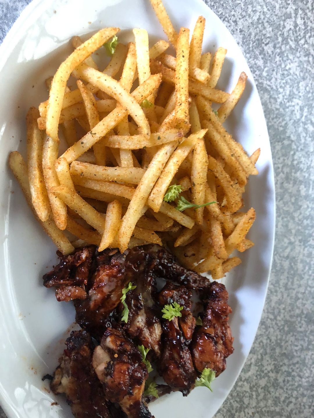 Wings and fries 