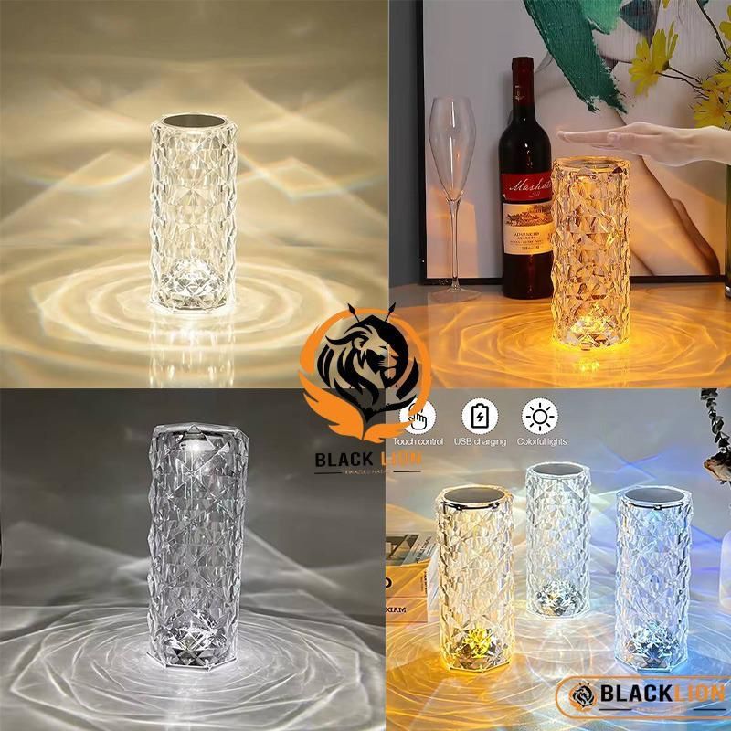 LED Crystal Table Lamp – 3/16 Colors Touch Adjustable Rose Light Projector 🌹✨