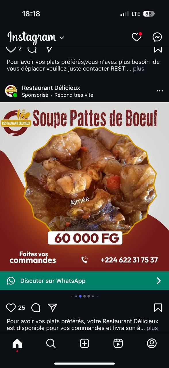 Soupe pattes de bœuf 