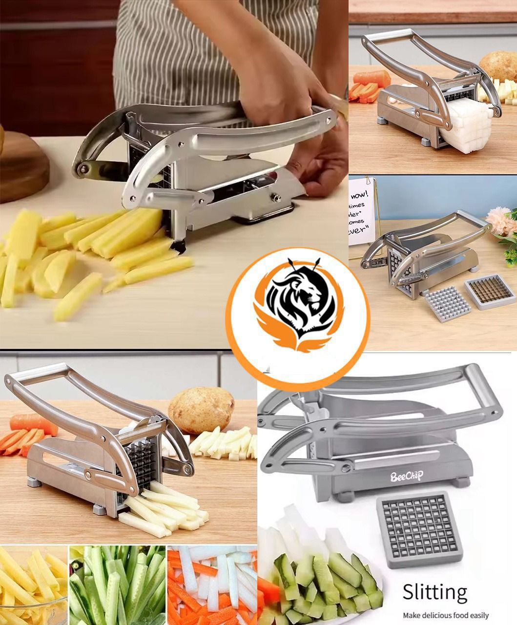 Stainless Steel Vegetable & French Fry Cutter – Effortless Slicing! 🍟🔪