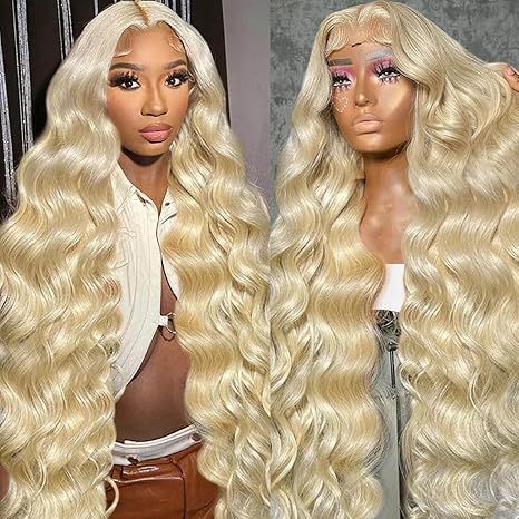 613 13x6 Lace Front Wig Human Hair 200 Density HD Transparent Lace Front Wigs Human Hair Body Wave Blonde Wig Human Hair（30 inch）