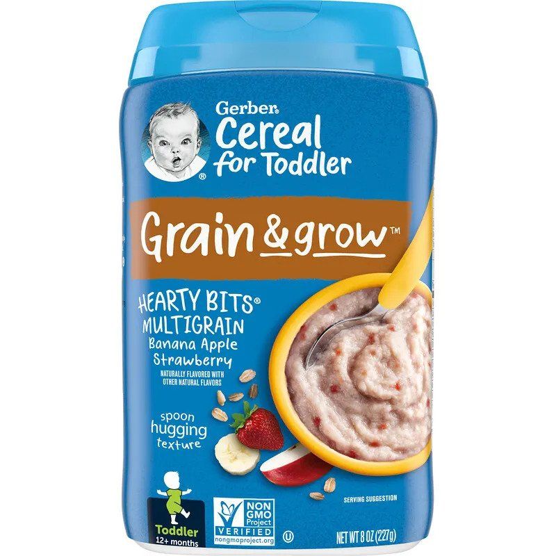 GERBER HEARTY BITS MULTIGRAIN BANANA APPLE STRAWBERRY BABY CEREAL 227G