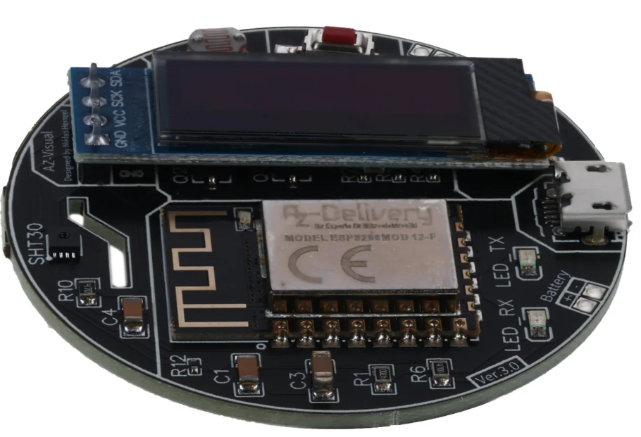 AZ-Visual - ESP8266-12F development board with temperature, humidity and ambient light sensor (SHT30 and LDR) + OLED display 0.91"