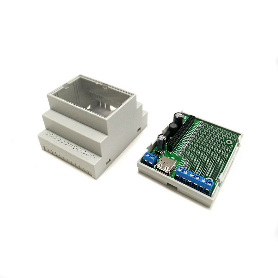 RasPiBox Zero - DIN rail mounting and connection set