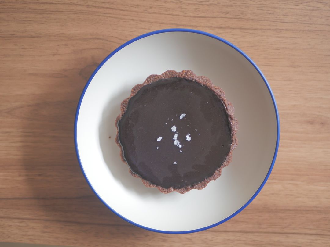 dark chocolate tart with sea salt flakes