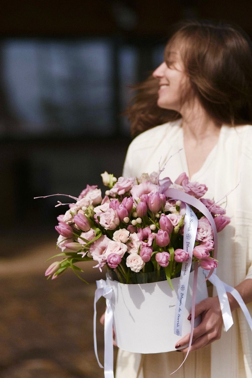 Pink Tulips Hat Box