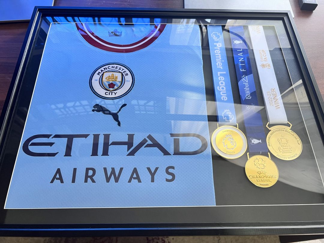 Manchester City Treble 2023 Memorabilia Frame