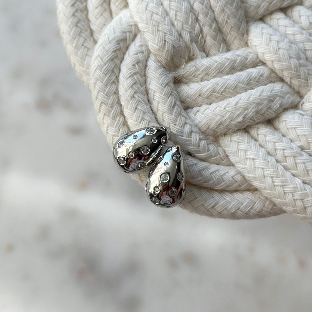 Shiny Silver Drop Earring