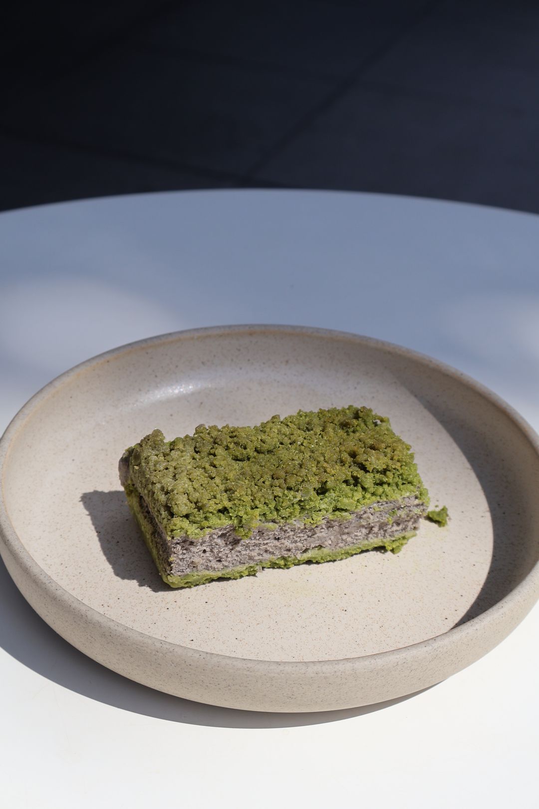 Black Sesame Cheesecake with Matcha Crumble