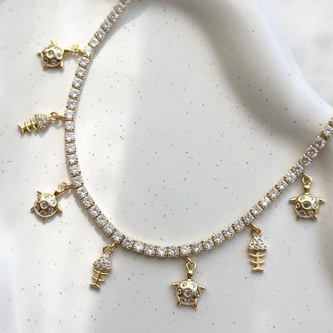 Summer Vibes Tennis Charm Necklace